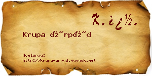 Krupa Árpád névjegykártya