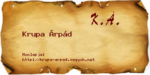 Krupa Árpád névjegykártya